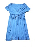 H&M SUKIENKA NIEBIESKA M ROZKLOSZOWANA WIĄZANA DEKOLT V 