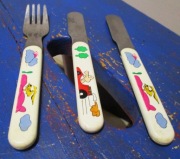 Sztućce Dziecięce z kolorowymi obrazkami PRL 