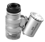 Mikroskop Jubilerski 60x - Mini Kieszonkowa Lupa - Oświetlenie LED