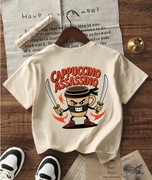 Beżowa koszulka dziecięca „Cappuccino Assassino” - Rozmiar (122-128cm)