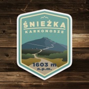 Śnieżka - Karkonosze - turystyczna naklejka górska 5 x 6,5cm
