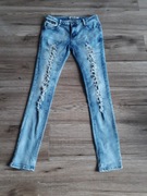 Spodnie jeansowe damskie z niskim stanem z rozdarciami z dziurami rozmiar S