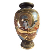 WAZON JAPOŃSKI SATSUMA DUŻY 32CM ANTYCZNY CERAMICZNY ORIENTALNY DEKORACYJNY