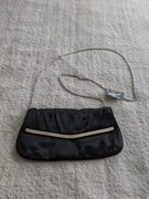 Nowa czarna elegancka satynowa torebka wizytowa na łańcuszku Monsoon