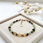 Bransoletka - Awenturyn, Cytryn, Piryt, Czarny turmalin - PVD