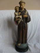 PRZEDWOJENNA FIGURA ŚWIĘTY ANTONI Z PADWY RĘCZNIE MALOWANA GIPSOWA