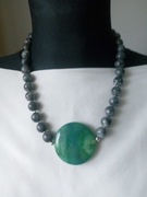 Naszyjnik  korale agat  czarny labladoryt