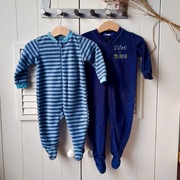 Spioszki pajacyk 68 śpioszki niebieskie na zamek w paski długo rękaw zestaw