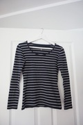 XS 34 C&A granatowa bluzka top w białe paski basic