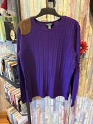 Ralph Lauren fioletowy męski sweter warkocze wstawka XL