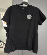 Czarna dresowa bluzka z falbaną