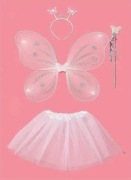 Zestaw Strój Kostium Wróżka 4-Części Róż Motyl