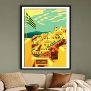 Grecja - Santorini - grafika w stylu Art Deco - plakat 40x60cm