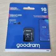Nowa Karta Pamięci 16 GB GoodRam MicroSD + Adapter SD 100MB/s SDHC CLASS 10