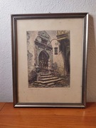 Oryginalna akwaforta miasta Rothenburg ob der Tauber, XX wiek