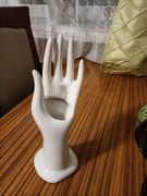 Stojak na biżuterię w kształcie dłoni ręki porcelana vintage