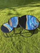 Stolik kawowy - zestaw, komplet 3 szt - żywica