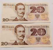 Zestaw banknotów PRL 20 zł 1982  100zł 1986 