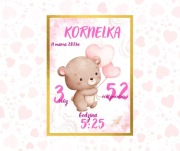 Personalizowana metryczka dla dziecka A4 + ramka GRATIS 