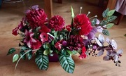 Wiązanka na grób stroik na cmentarz duża kompozycja BORDOWO RÓŻOWA