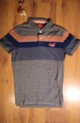 Polo Superdry r. S szare męskie kr rękaw bawełniane w paski 