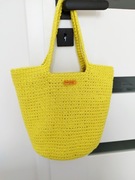 Żółta duża torba shopper, ręczne robiona 