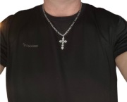 Naszyjnik Figaro 55 cm 5 mm + Krzyżyk 4/2,5 cm | Stal | Pudełko