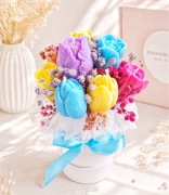 Flower box ze świec sojowych – tulipany, bukiet prezent na każdą okazję