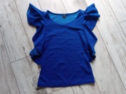 niebieska bluzka z falbanami xs 34