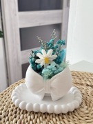 Wazon gipsowy kokarda + kwiaty suszone handmade tacka