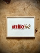 Grafika Linoryt w Ramie A4 z napisem Miłość z pozłacaniem- sygnowana