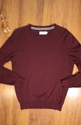 Sweter Pier One r. M burgundowy bawełniany męski okrągły dekolt