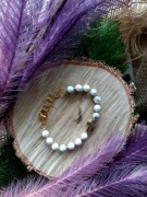 Bransoletka Różaniec Handmade Zloty Biały Turkus