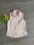 Koszula różowa, pudrowa, romantyczna, bez rękawów, letnia