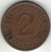 133 Niemcy Weimar 2 pfennig 1924 A