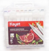 markery dwustronne 60 kolorów, permanentne markery w pudełku Kayet 60