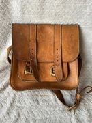 SKÓRZANA stara TECZKA torba VINTAGE skóra
