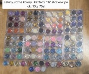Cekiny zestaw 112 słoiczków mix kolorów brokat ozdoby do żywicy biżuterii