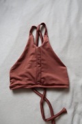 biustonosz na pole dance wiązany top brąz paseczki strappy pole wear bra S