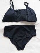 Strój kąpielowy dwuczęściowy bonprix NOWY 42 czarny falbana bikini
