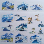 naklejki 15 szt droga podróż zima scrapbooking