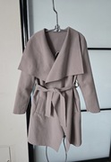 Płaszcz damski z paskiem szary beżowy Rozmiar S-L