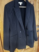 Granatowy żakiet w prążki H&M rozmiar L