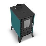 Piec kominek koza nowoczesny IGLO zielony fajerka + płyta grzewcza