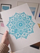Obraz autorski handmade turkusowa mandala 30x40 cm