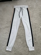 Spodnie dresowe białe lampasy Zara S/36 ściągacz