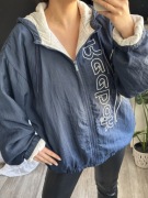 Vintage kurtka Reebok L męska z kapturem wiatrówka streetwear wiosenna