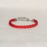 B504 Bransoletka Warkocz pleciona czerwona sznurkowa Handmade Rękodzieło 