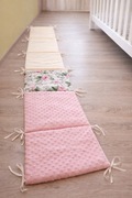“Ochraniacze do łóżeczka niemowlęcego 120x60 – zestaw, minky + kwiaty