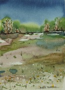 Akwarela Akwarelka Obraz pt: Granatowa Cisza 13,5 x 19 cm